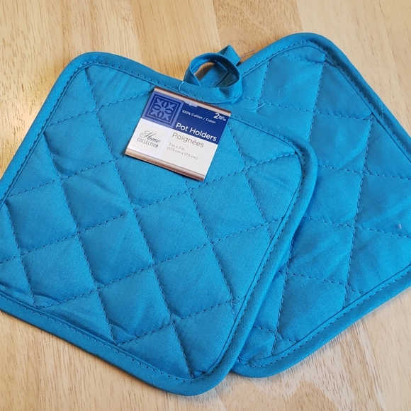 Pocket pot holder set.Gray & Turquoise - Picture 4 of 5